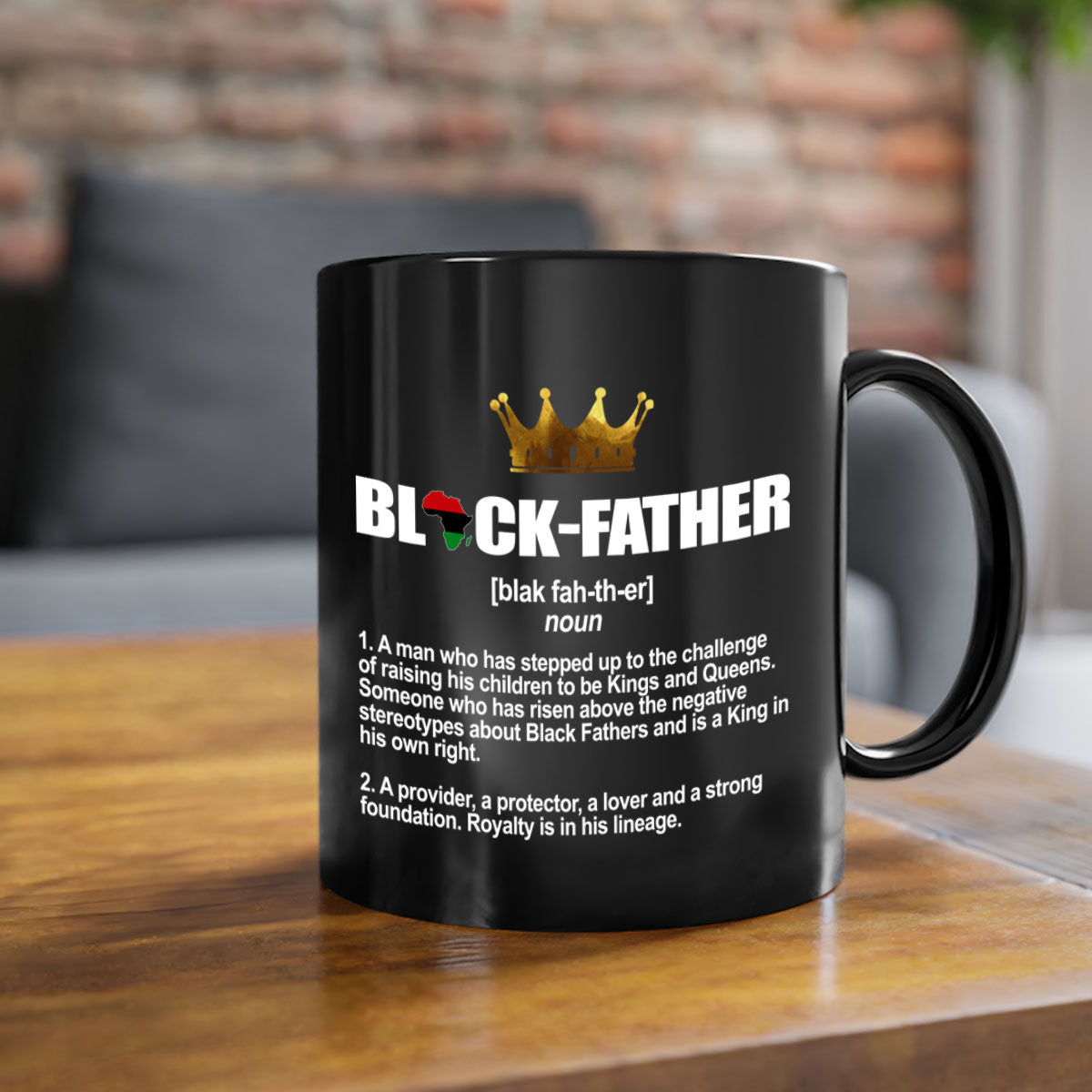 Black father 247# Mug featuring a glossy finish with a colored handle and interior, available in multiple colors.