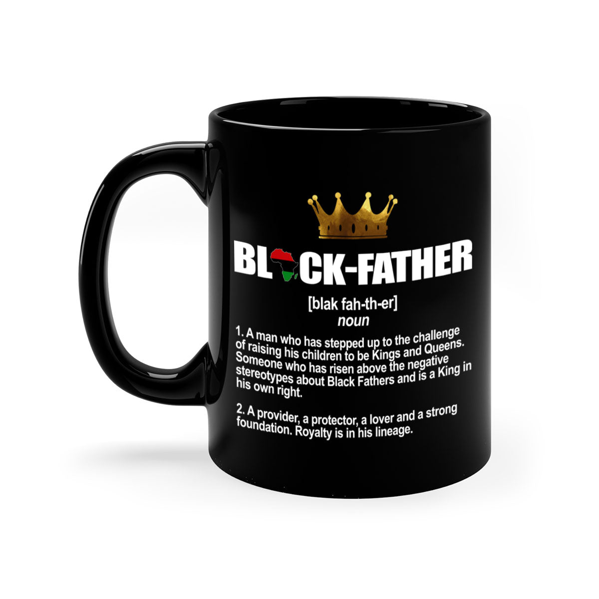 Black father 247# Mug featuring a glossy finish with a colored handle and interior, available in multiple colors.