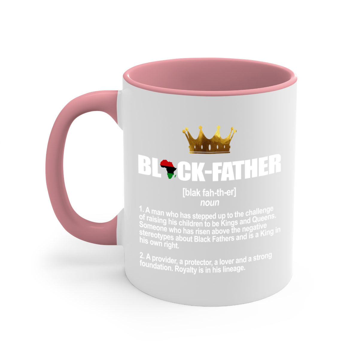 Black father 247# Mug featuring a glossy finish with a colored handle and interior, available in multiple colors.