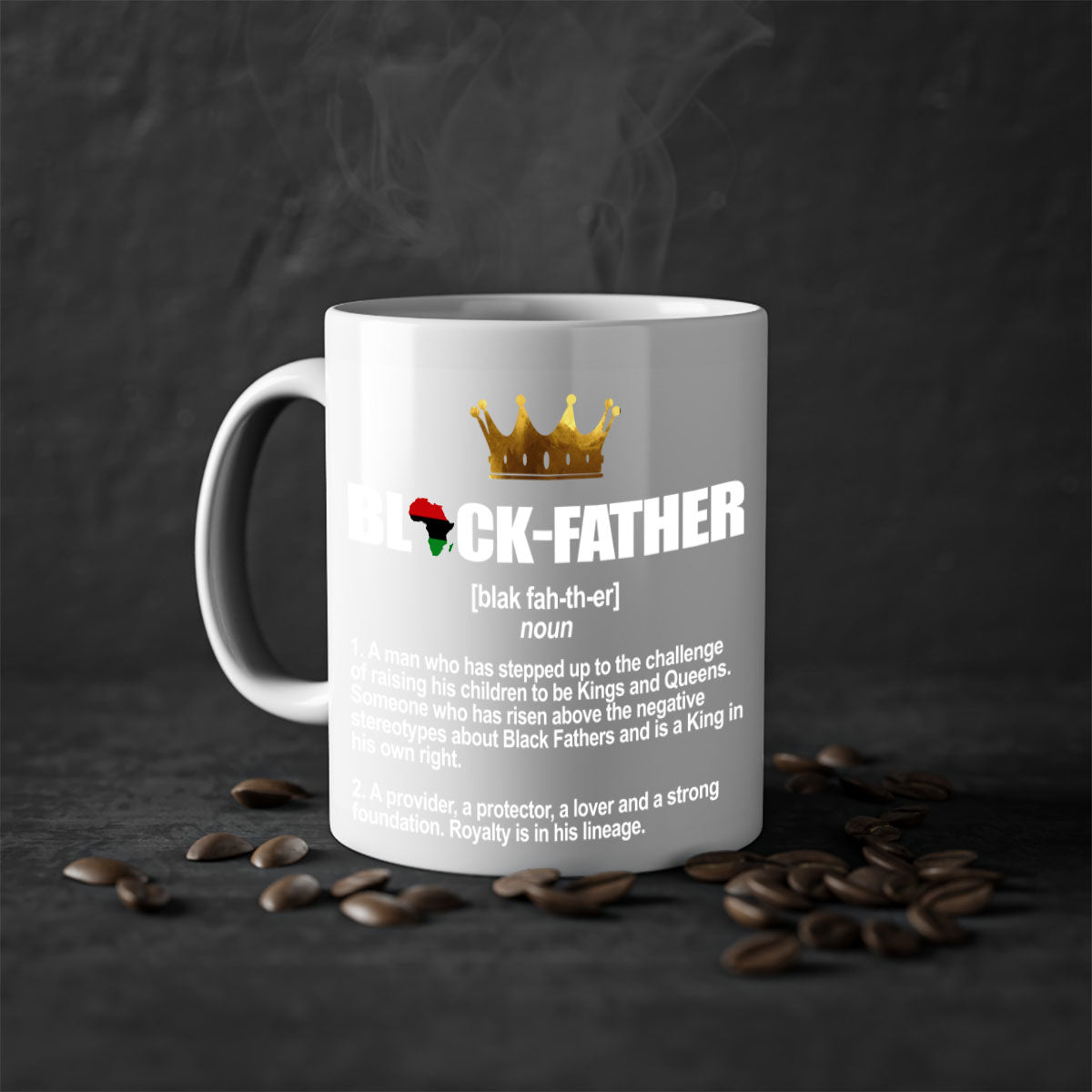 Black father 247# Mug featuring a glossy finish with a colored handle and interior, available in multiple colors.