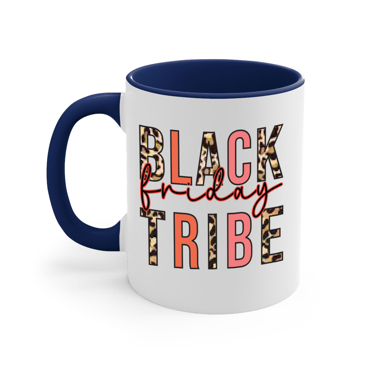 Black Friday Tribe 46# Mug with colorful handle and glossy finish, available in multiple sizes.