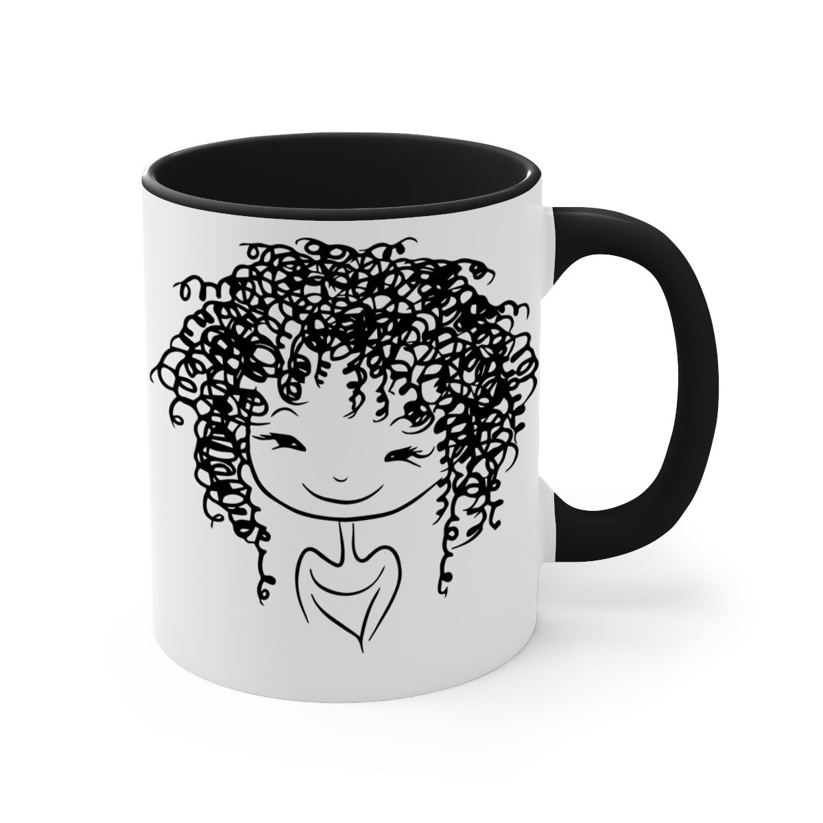 Black girl 17# Mug featuring a glossy finish with a colored handle and interior, available in multiple colors and sizes.