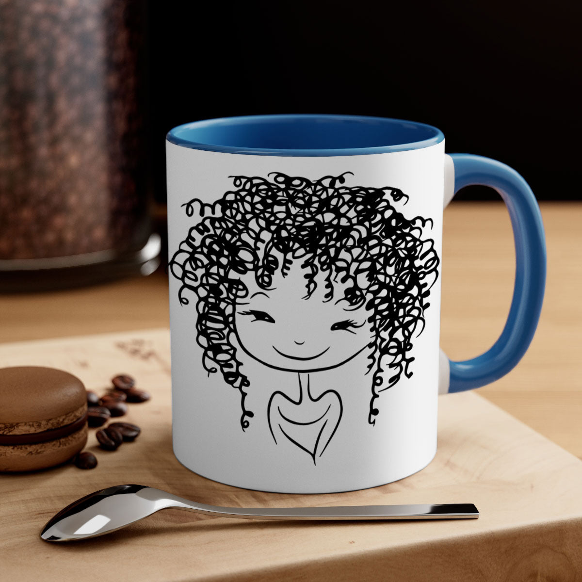 Black girl 17# Mug featuring a glossy finish with a colored handle and interior, available in multiple colors and sizes.