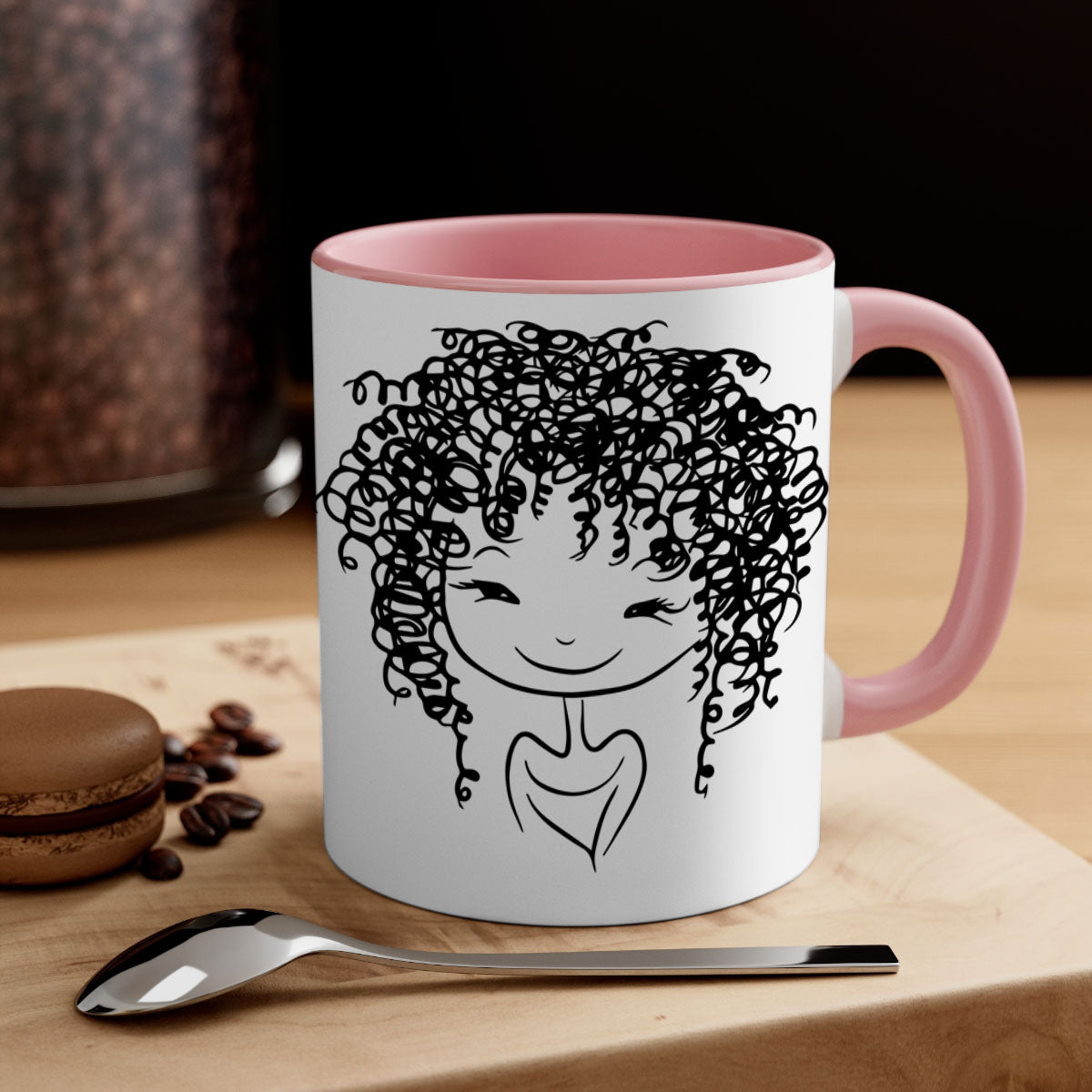 Black girl 17# Mug featuring a glossy finish with a colored handle and interior, available in multiple colors and sizes.