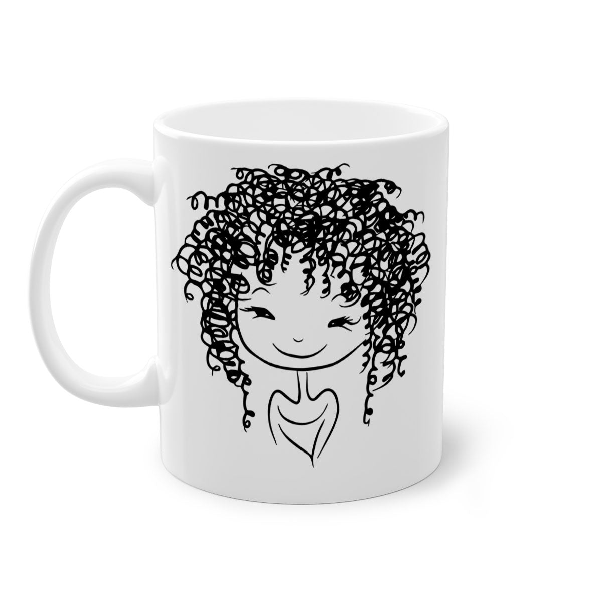 Black girl 17# Mug featuring a glossy finish with a colored handle and interior, available in multiple colors and sizes.