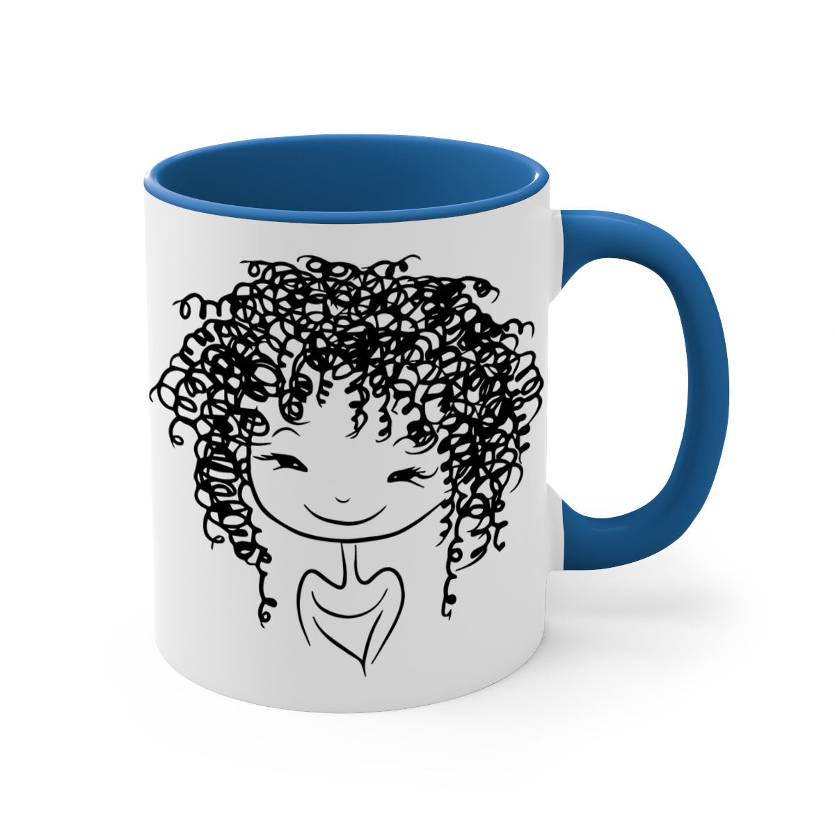 Black girl 17# Mug featuring a glossy finish with a colored handle and interior, available in multiple colors and sizes.