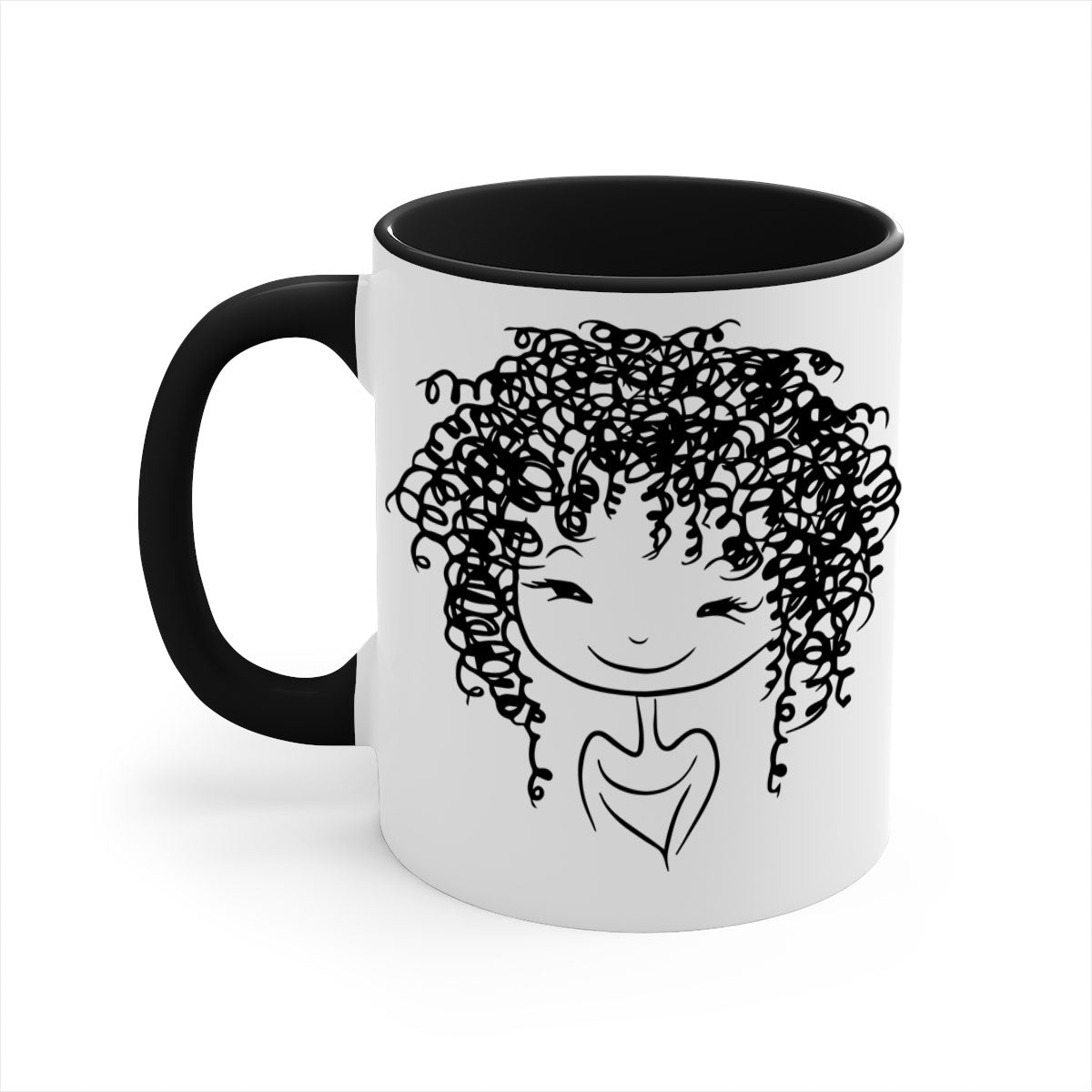 Black girl 17# Mug featuring a glossy finish with a colored handle and interior, available in multiple colors and sizes.