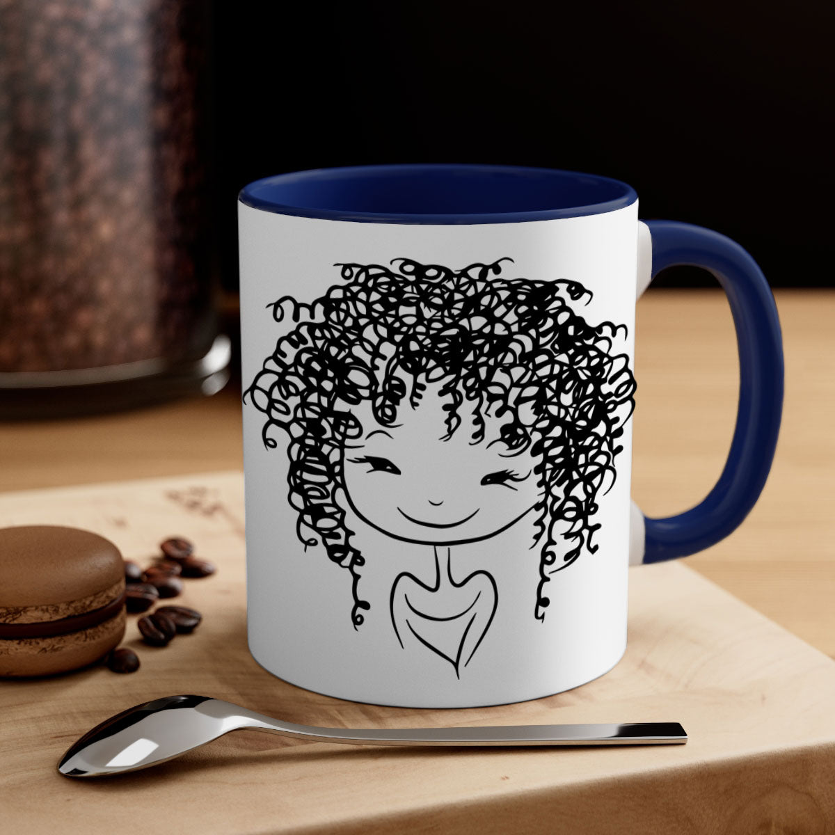 Black girl 17# Mug featuring a glossy finish with a colored handle and interior, available in multiple colors and sizes.