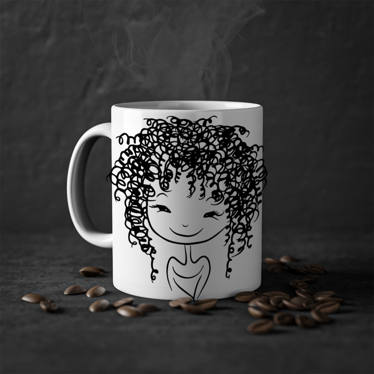 Black girl 17# Mug featuring a glossy finish with a colored handle and interior, available in multiple colors and sizes.