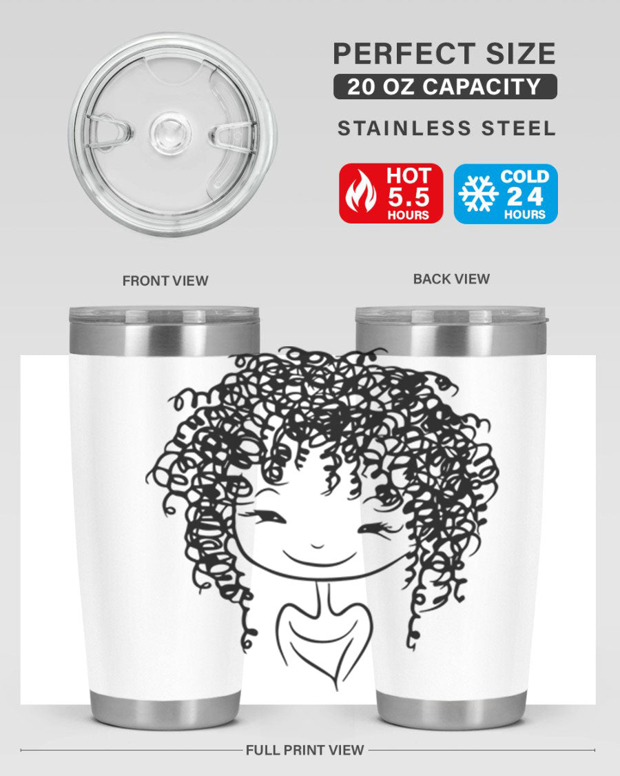 Black girl 17# tumbler, 20oz, double wall vacuum stainless steel with vibrant design, perfect for hot and cold beverages.