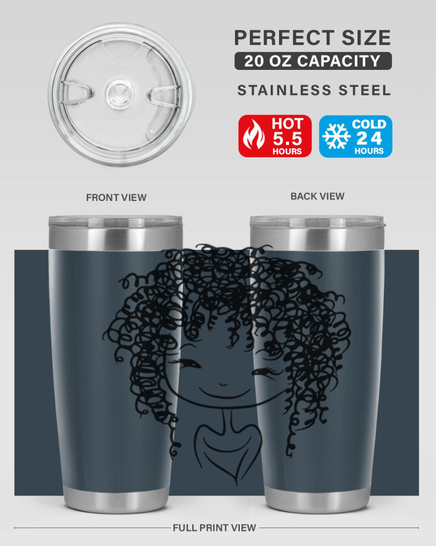 Black girl 17# tumbler, 20oz, double wall vacuum stainless steel with vibrant design, perfect for hot and cold beverages.