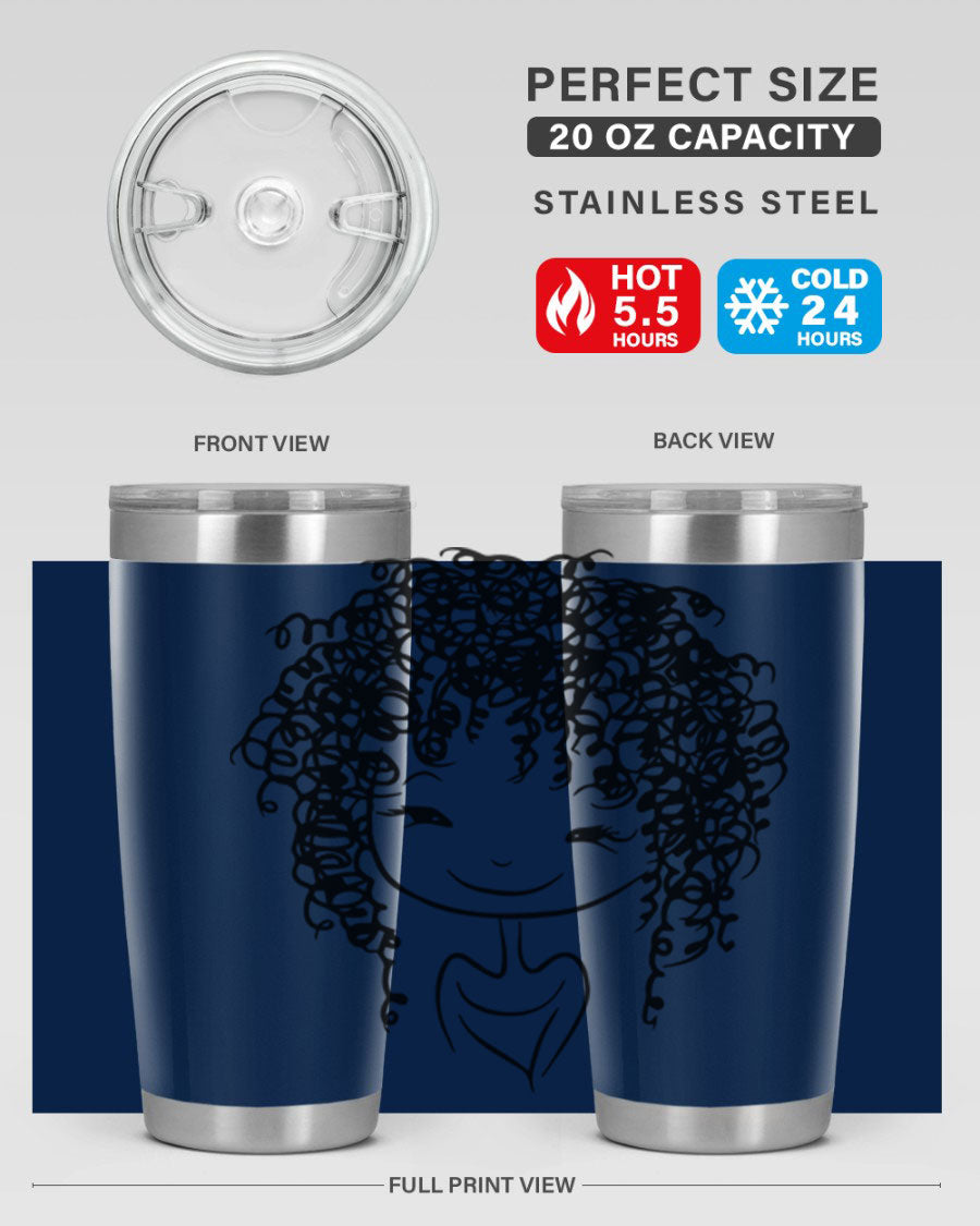 Black girl 17# tumbler, 20oz, double wall vacuum stainless steel with vibrant design, perfect for hot and cold beverages.