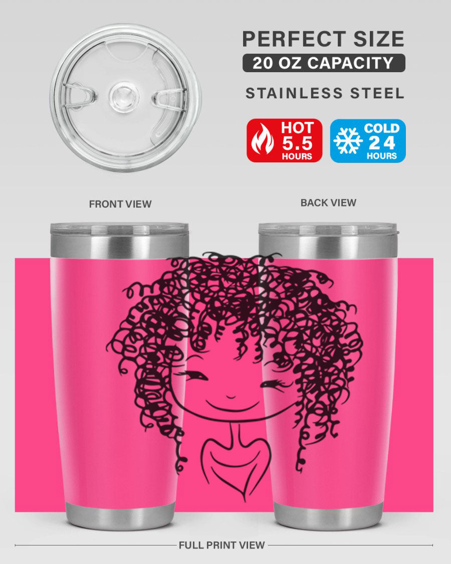 Black girl 17# tumbler, 20oz, double wall vacuum stainless steel with vibrant design, perfect for hot and cold beverages.