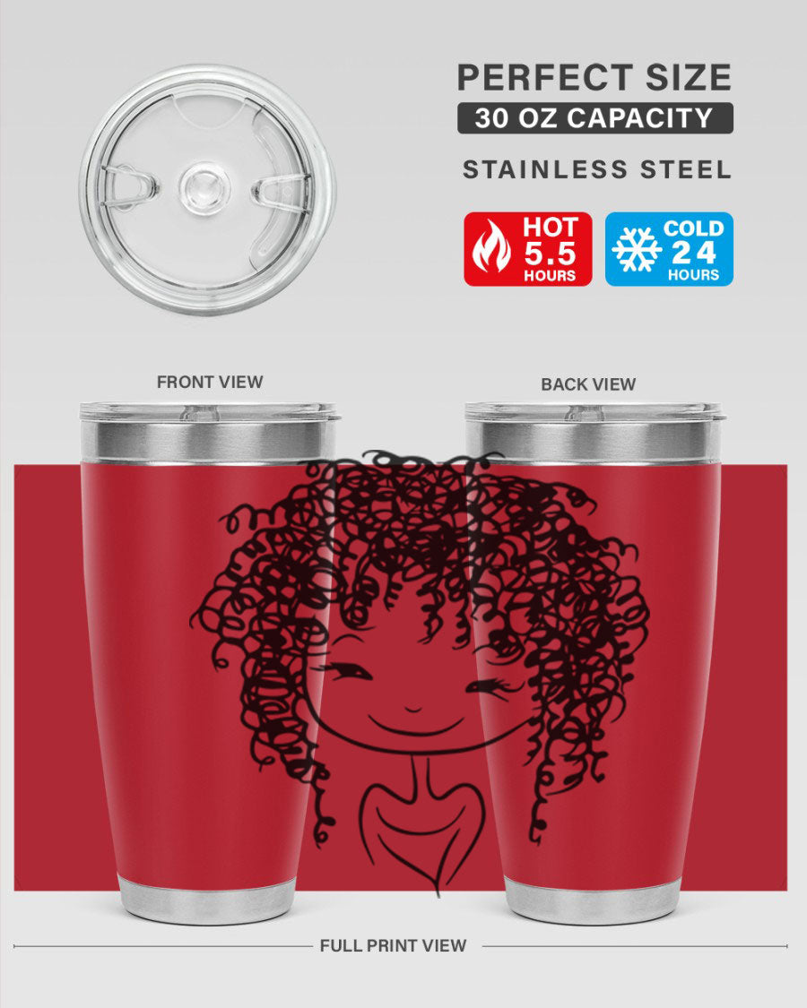 Black girl 17# tumbler, 20oz, double wall vacuum stainless steel with vibrant design, perfect for hot and cold beverages.