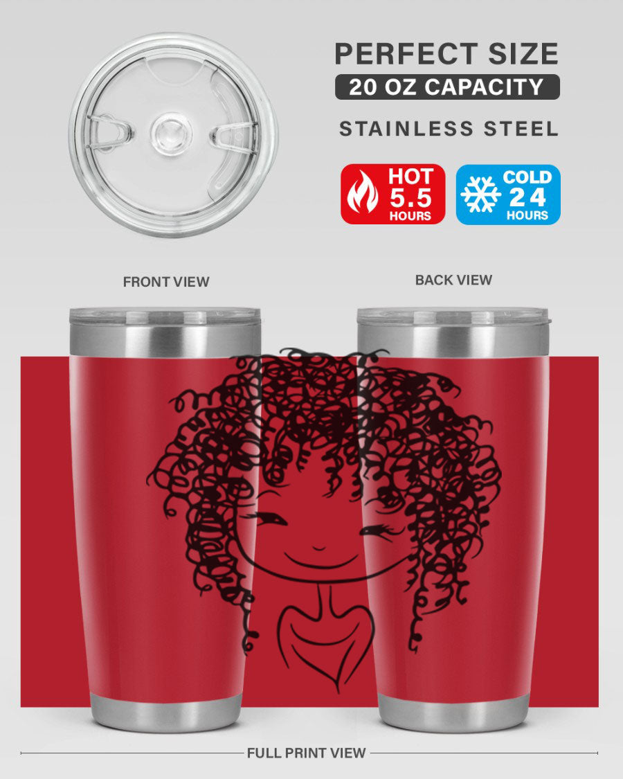 Black girl 17# tumbler, 20oz, double wall vacuum stainless steel with vibrant design, perfect for hot and cold beverages.