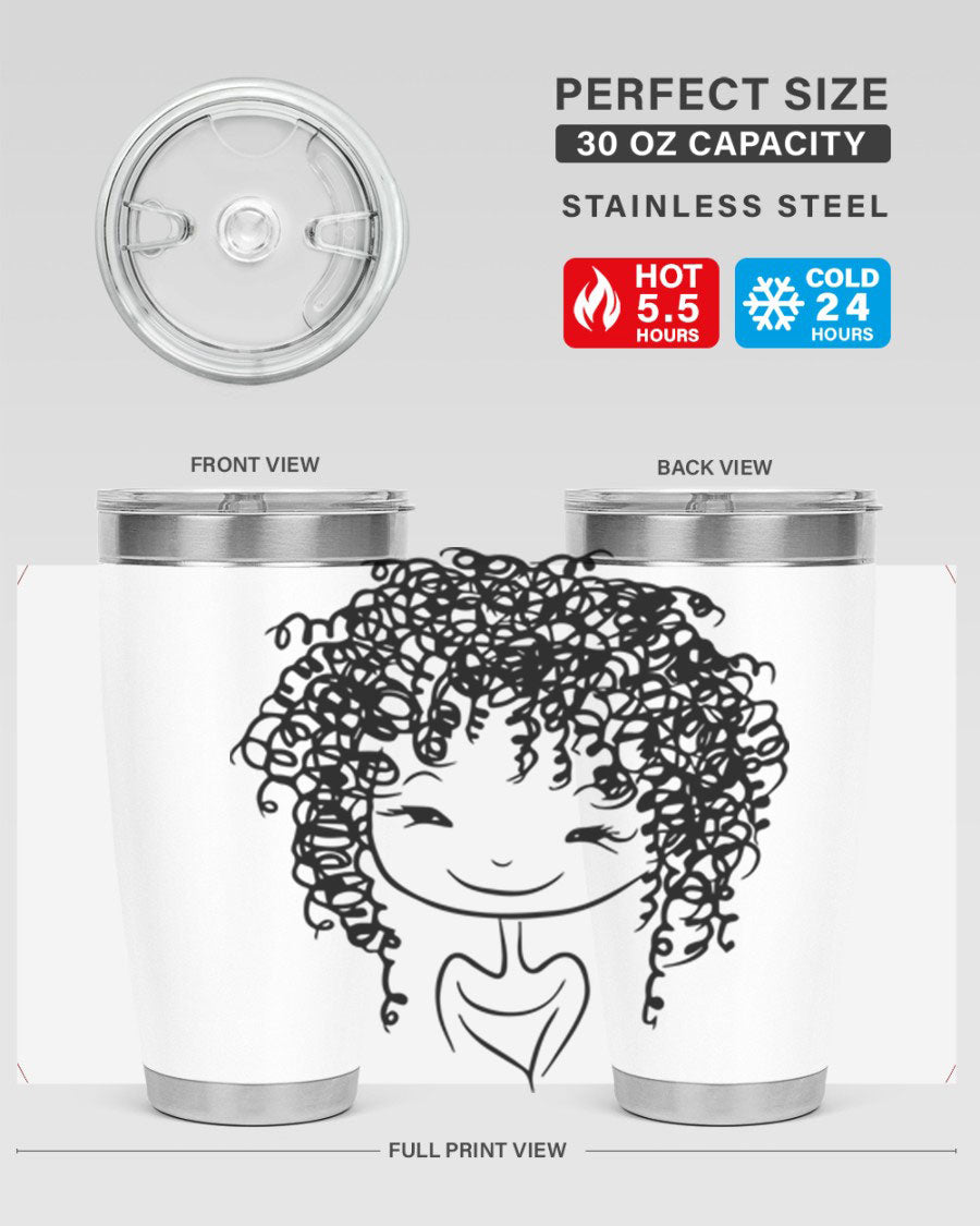 Black girl 17# tumbler, 20oz, double wall vacuum stainless steel with vibrant design, perfect for hot and cold beverages.