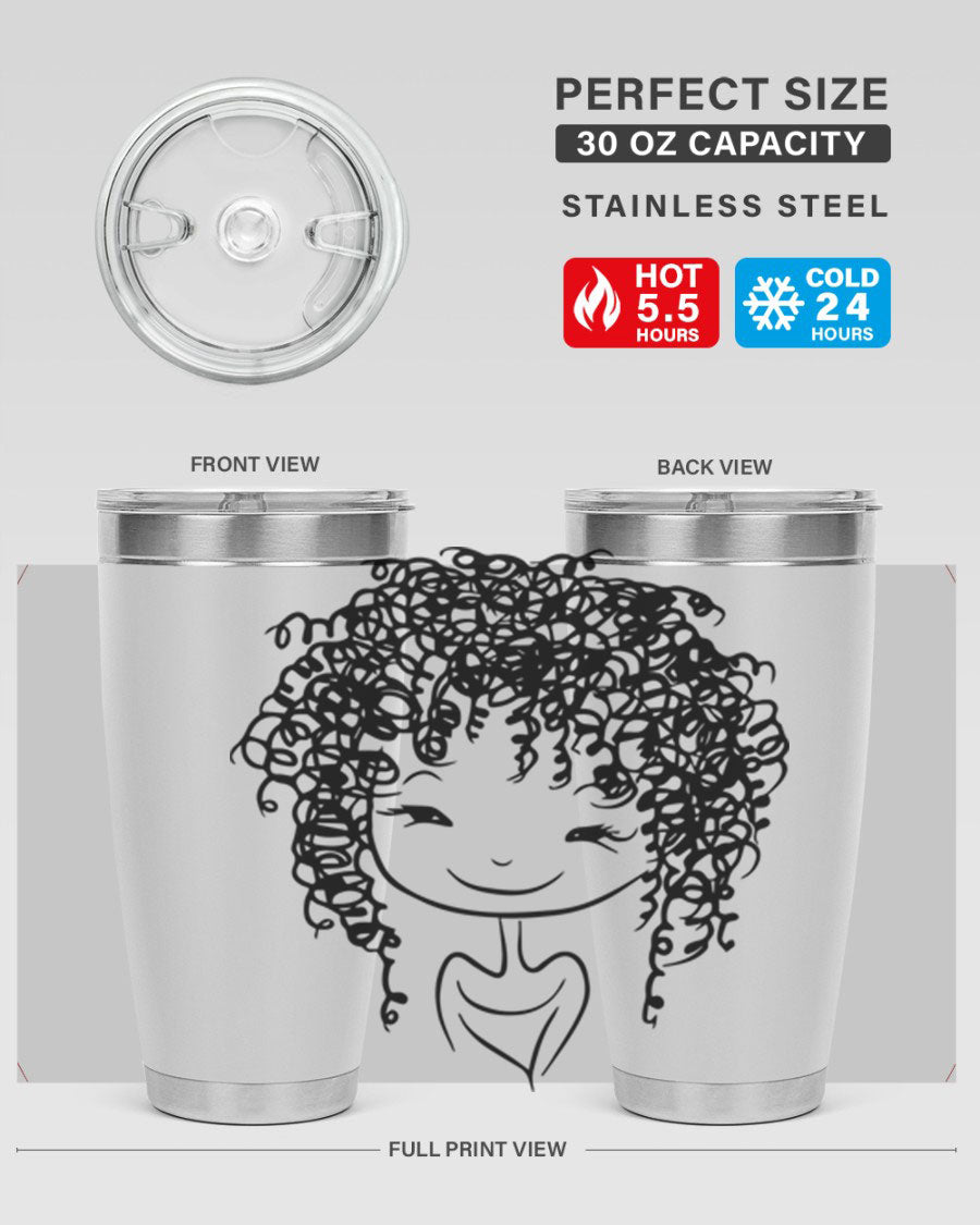 Black girl 17# tumbler, 20oz, double wall vacuum stainless steel with vibrant design, perfect for hot and cold beverages.