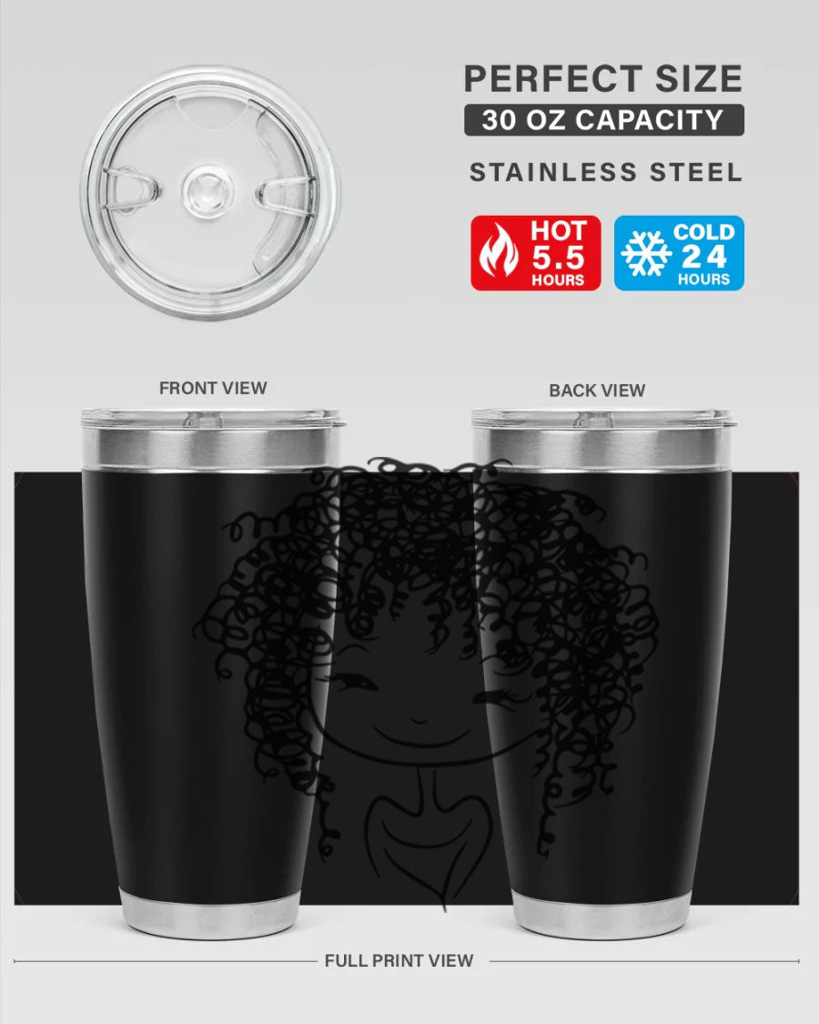 Black girl 17# tumbler, 20oz, double wall vacuum stainless steel with vibrant design, perfect for hot and cold beverages.