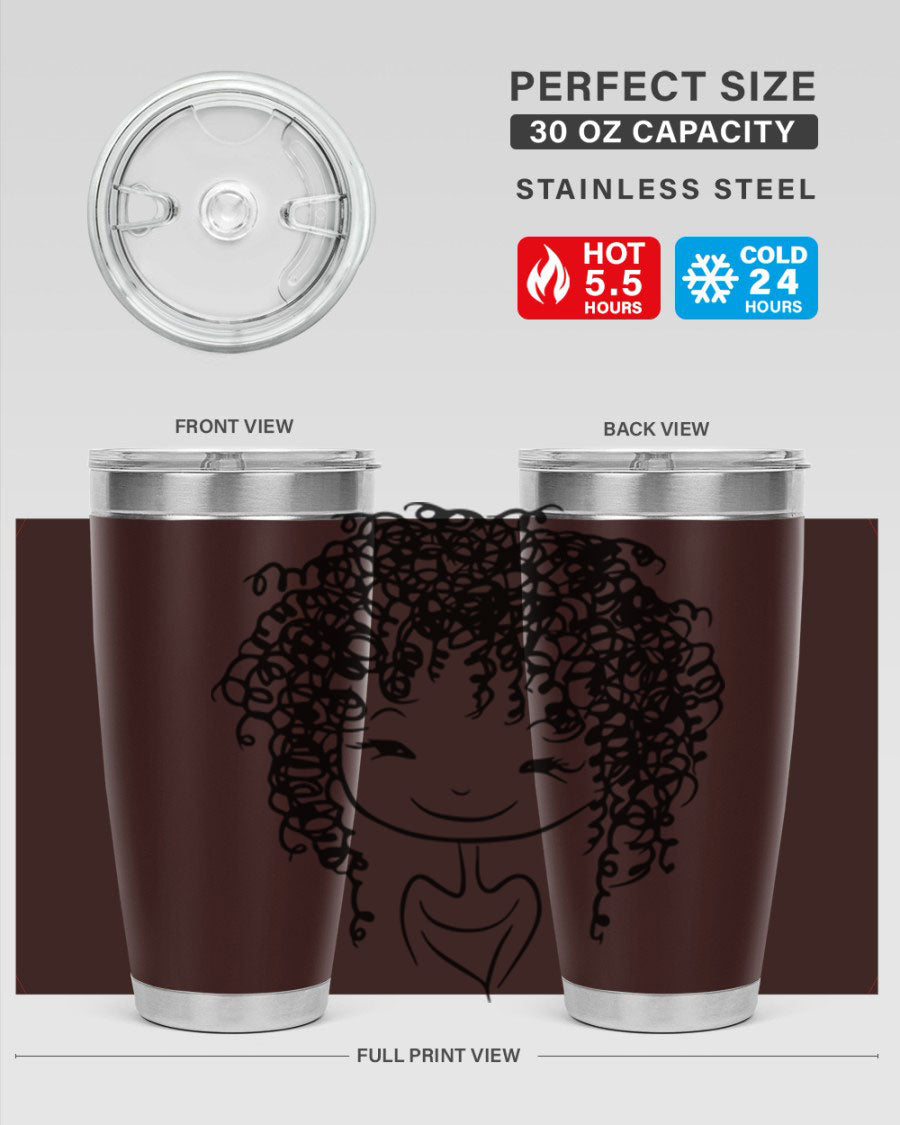 Black girl 17# tumbler, 20oz, double wall vacuum stainless steel with vibrant design, perfect for hot and cold beverages.