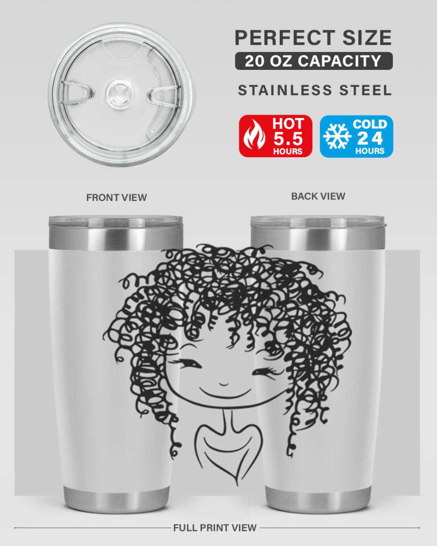 Black girl 17# tumbler, 20oz, double wall vacuum stainless steel with vibrant design, perfect for hot and cold beverages.