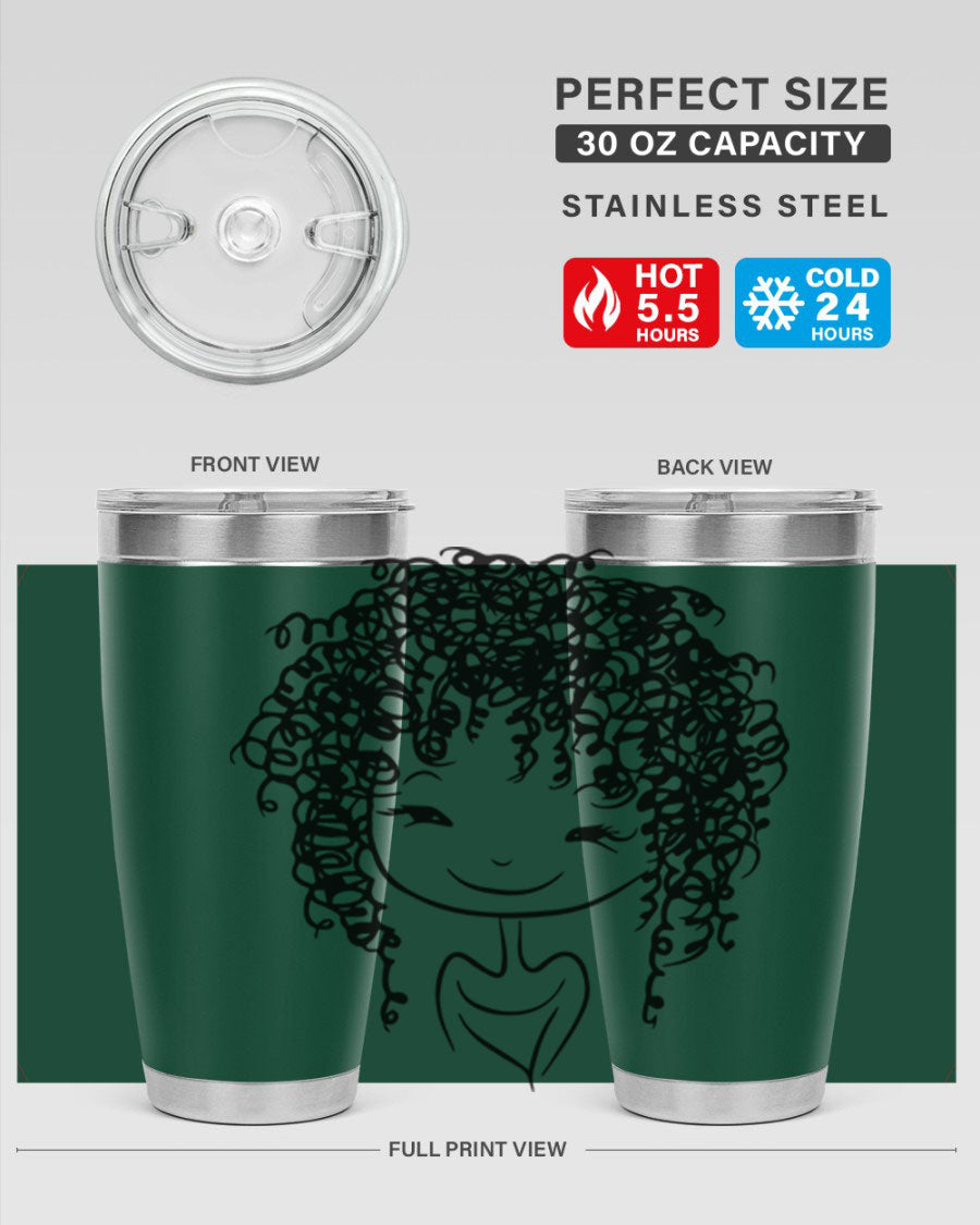 Black girl 17# tumbler, 20oz, double wall vacuum stainless steel with vibrant design, perfect for hot and cold beverages.