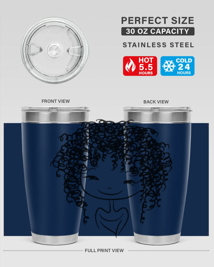 Black girl 17# tumbler, 20oz, double wall vacuum stainless steel with vibrant design, perfect for hot and cold beverages.