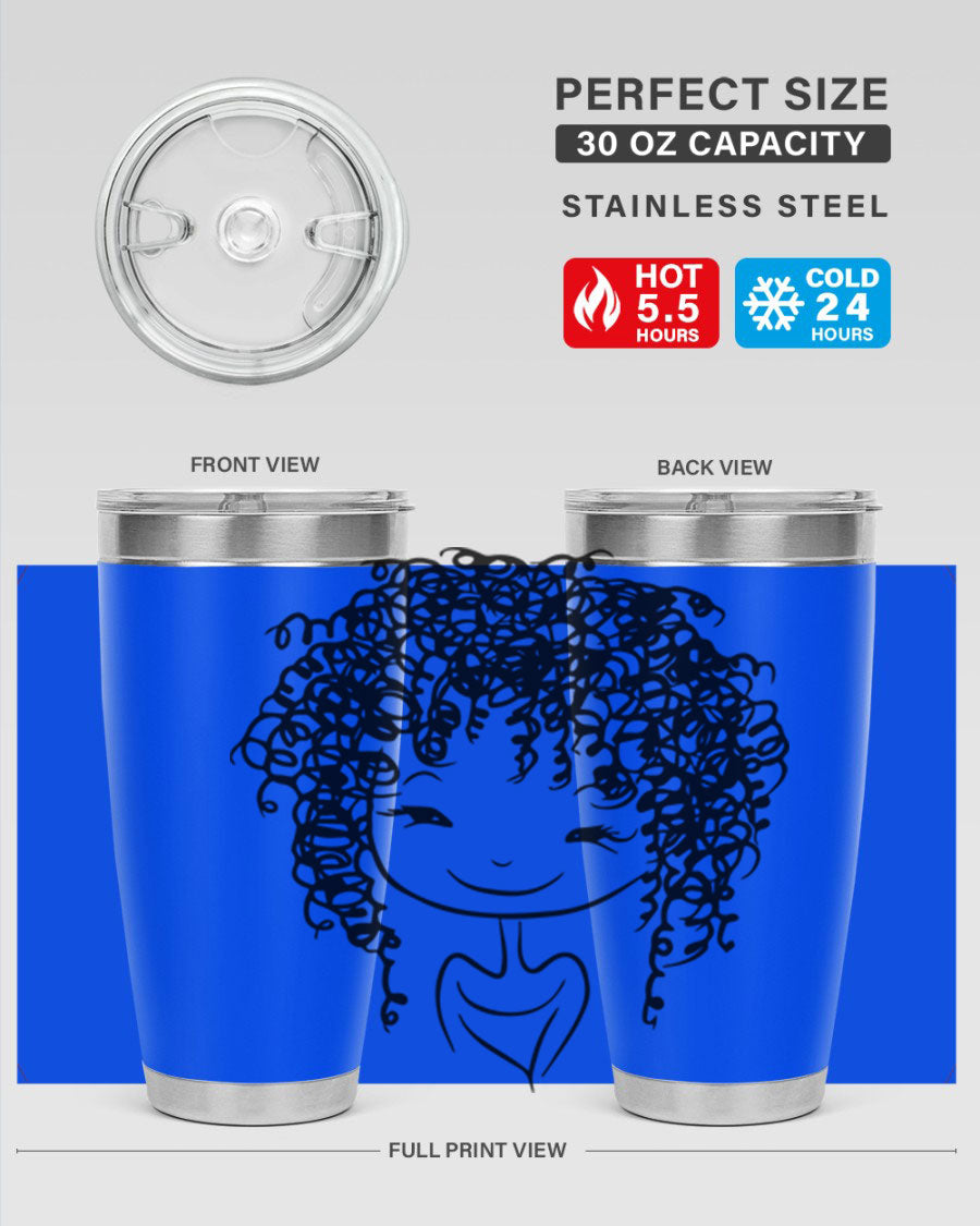 Black girl 17# tumbler, 20oz, double wall vacuum stainless steel with vibrant design, perfect for hot and cold beverages.