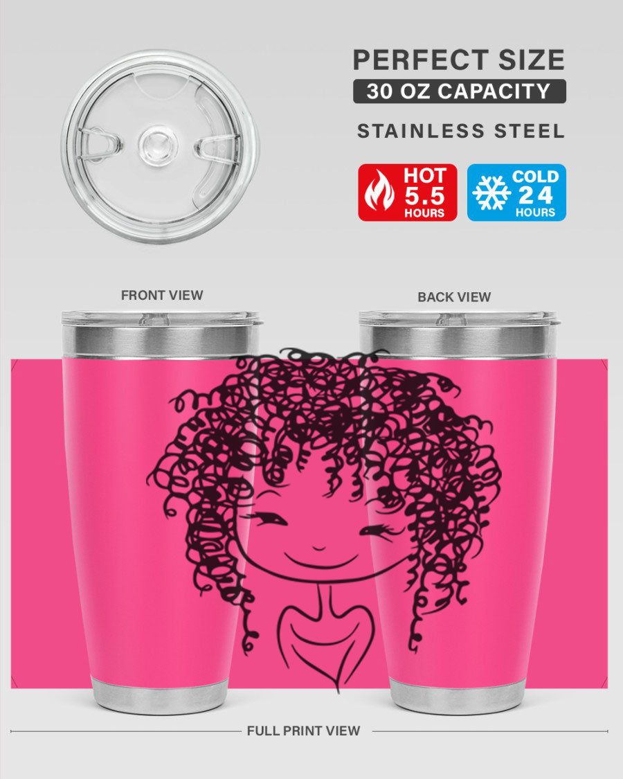 Black girl 17# tumbler, 20oz, double wall vacuum stainless steel with vibrant design, perfect for hot and cold beverages.