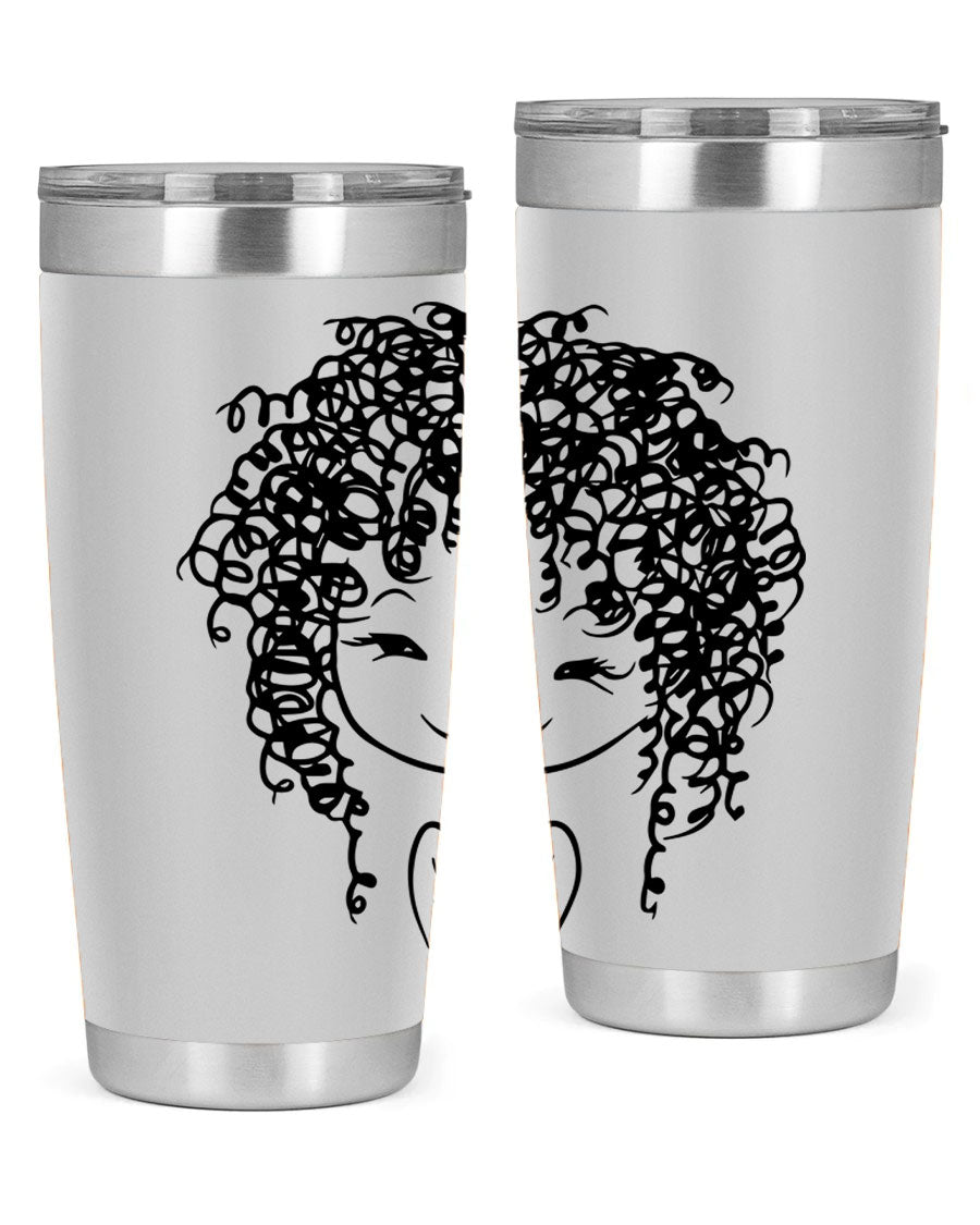 Black girl 17# tumbler, 20oz, double wall vacuum stainless steel with vibrant design, perfect for hot and cold beverages.