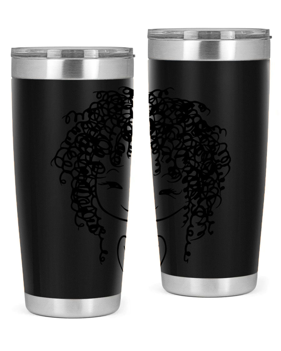 Black girl 17# tumbler, 20oz, double wall vacuum stainless steel with vibrant design, perfect for hot and cold beverages.