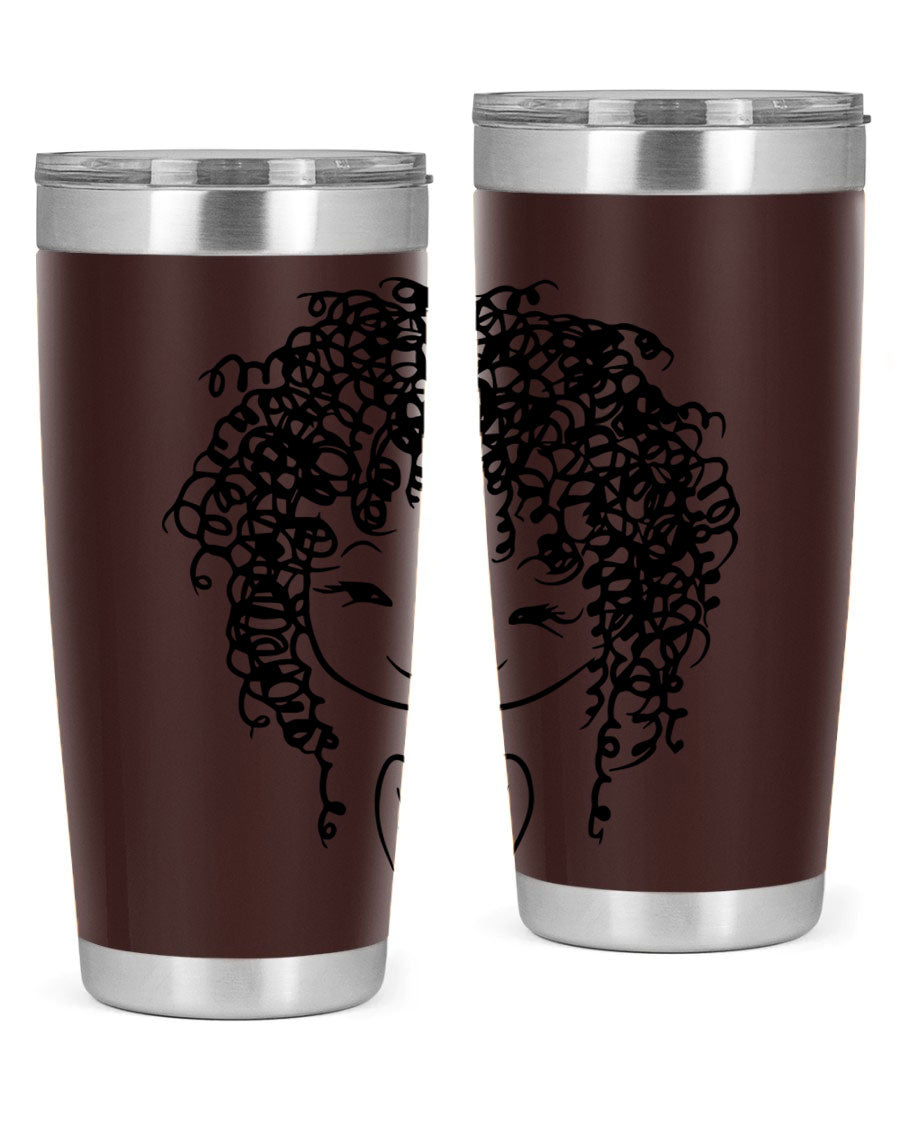 Black girl 17# tumbler, 20oz, double wall vacuum stainless steel with vibrant design, perfect for hot and cold beverages.