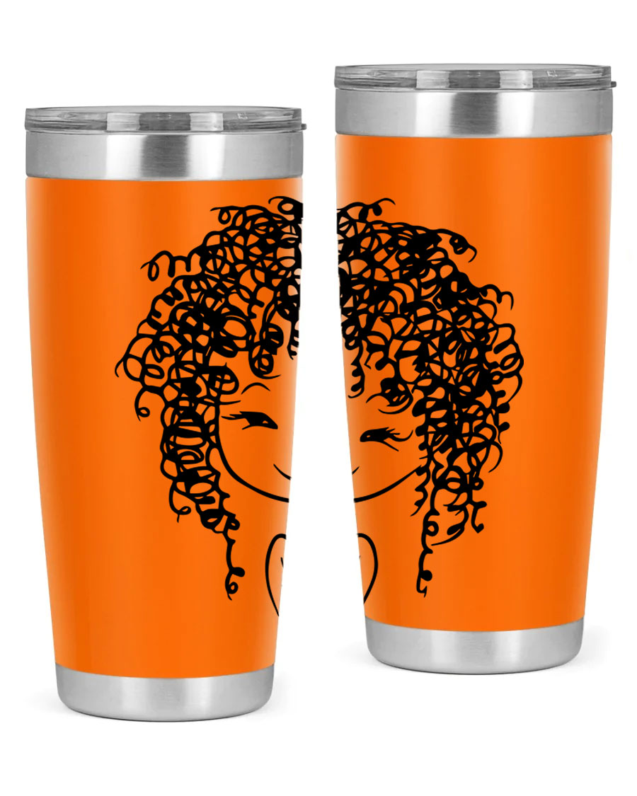 Black girl 17# tumbler, 20oz, double wall vacuum stainless steel with vibrant design, perfect for hot and cold beverages.