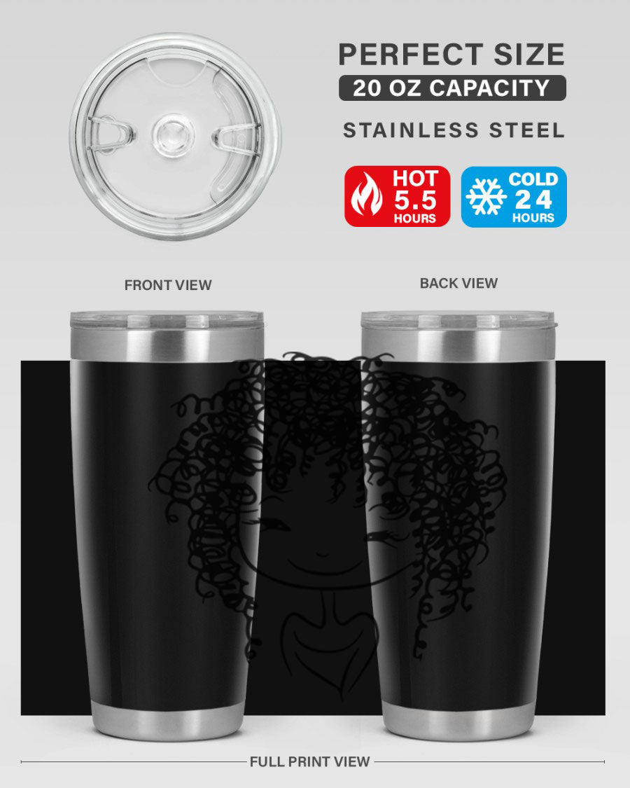 Black girl 17# tumbler, 20oz, double wall vacuum stainless steel with vibrant design, perfect for hot and cold beverages.