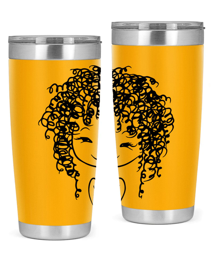 Black girl 17# tumbler, 20oz, double wall vacuum stainless steel with vibrant design, perfect for hot and cold beverages.