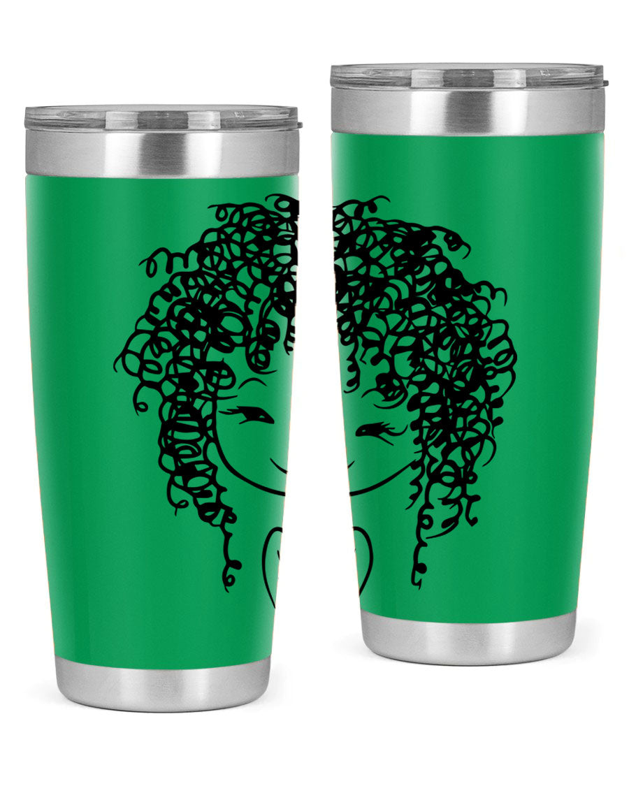 Black girl 17# tumbler, 20oz, double wall vacuum stainless steel with vibrant design, perfect for hot and cold beverages.