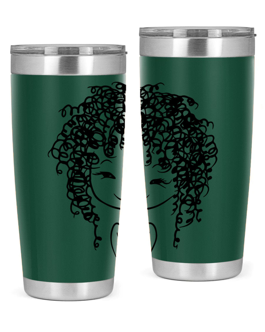 Black girl 17# tumbler, 20oz, double wall vacuum stainless steel with vibrant design, perfect for hot and cold beverages.