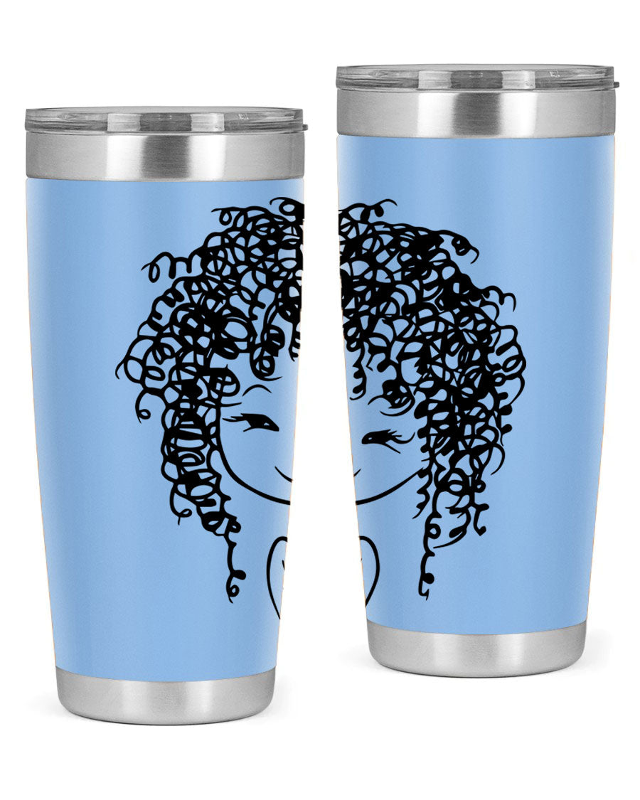 Black girl 17# tumbler, 20oz, double wall vacuum stainless steel with vibrant design, perfect for hot and cold beverages.