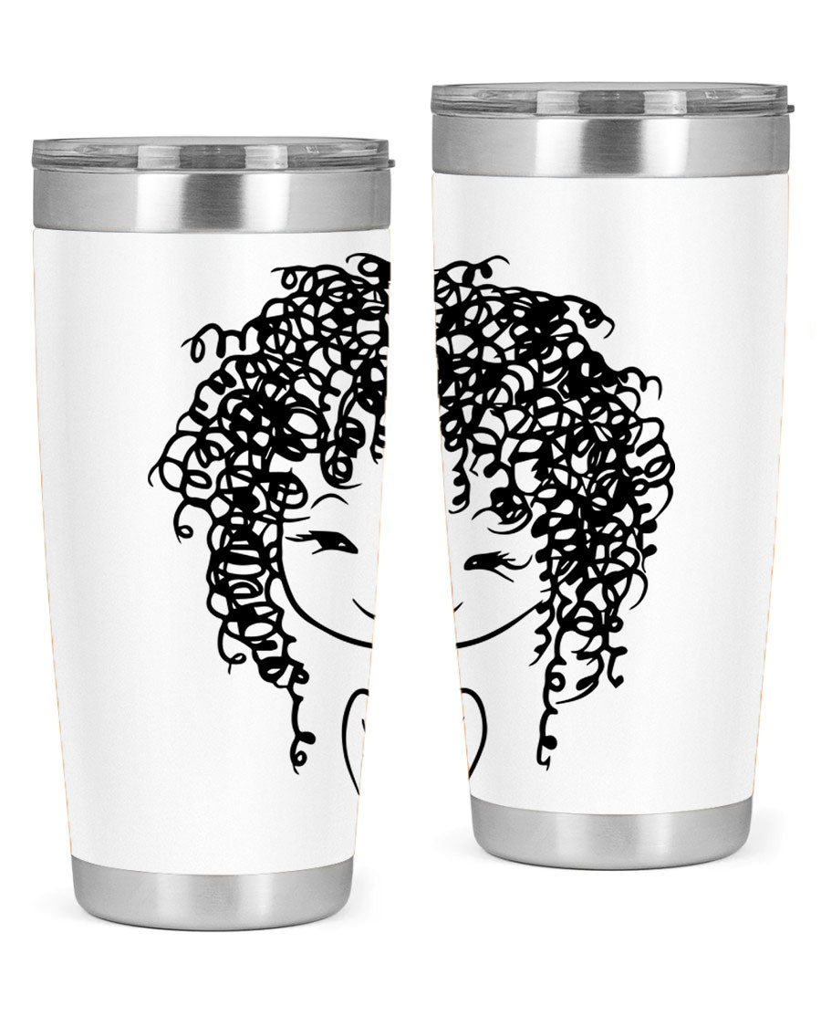 Black girl 17# tumbler, 20oz, double wall vacuum stainless steel with vibrant design, perfect for hot and cold beverages.