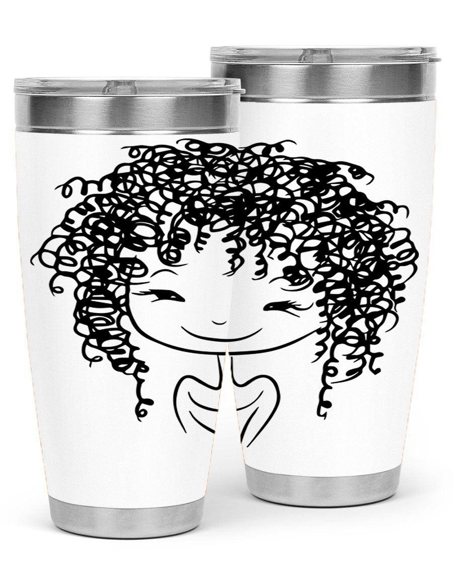 Black girl 17# tumbler, 20oz, double wall vacuum stainless steel with vibrant design, perfect for hot and cold beverages.