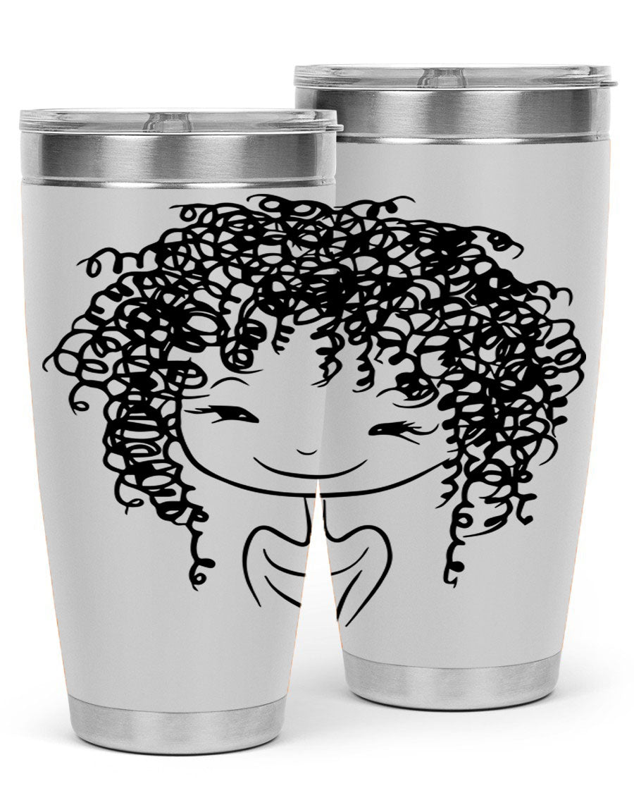 Black girl 17# tumbler, 20oz, double wall vacuum stainless steel with vibrant design, perfect for hot and cold beverages.