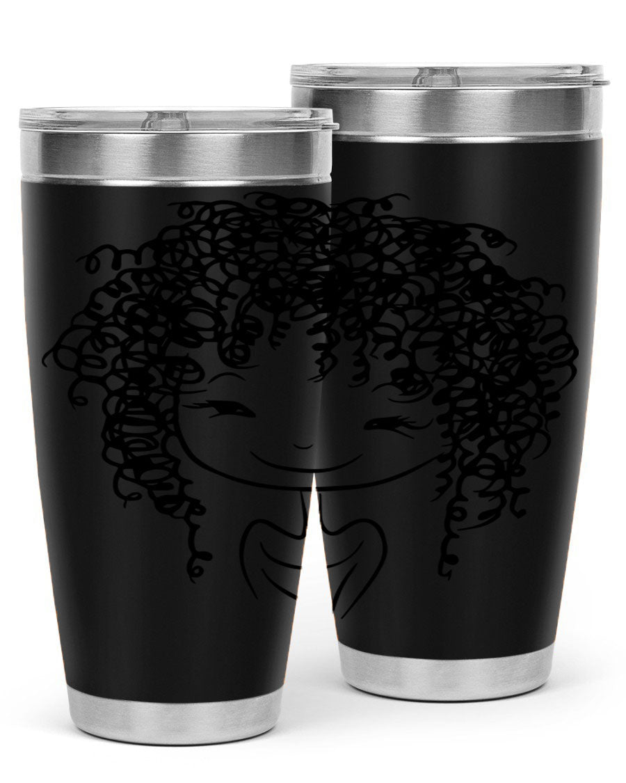 Black girl 17# tumbler, 20oz, double wall vacuum stainless steel with vibrant design, perfect for hot and cold beverages.