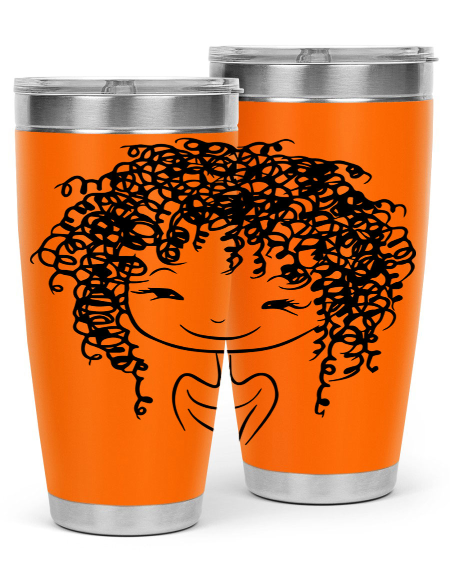 Black girl 17# tumbler, 20oz, double wall vacuum stainless steel with vibrant design, perfect for hot and cold beverages.