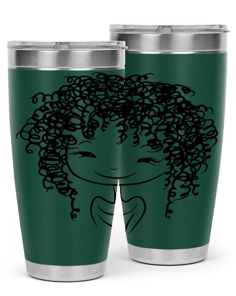 Black girl 17# tumbler, 20oz, double wall vacuum stainless steel with vibrant design, perfect for hot and cold beverages.