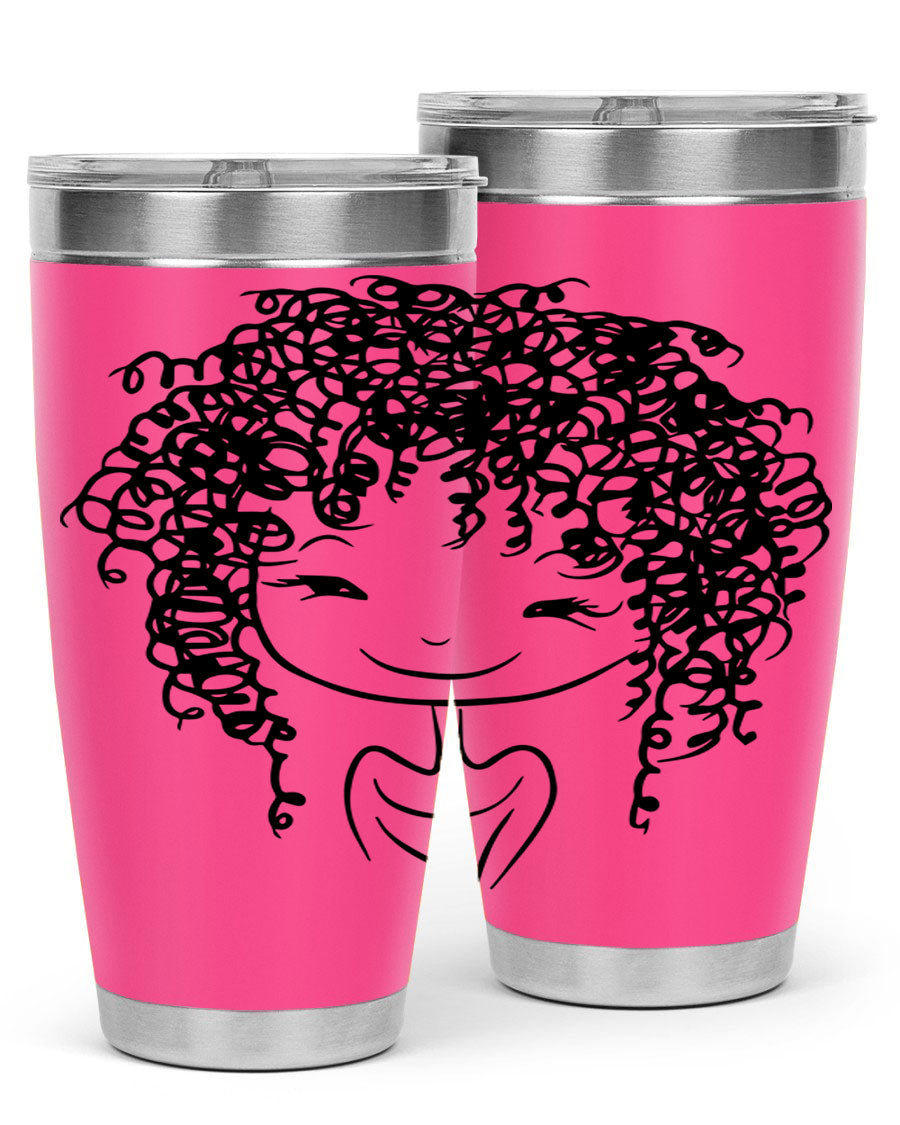 Black girl 17# tumbler, 20oz, double wall vacuum stainless steel with vibrant design, perfect for hot and cold beverages.