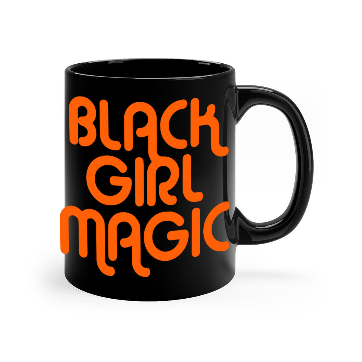 Black Girl Magic Mug with colorful handle and interior, showcasing a glossy finish and empowering design.