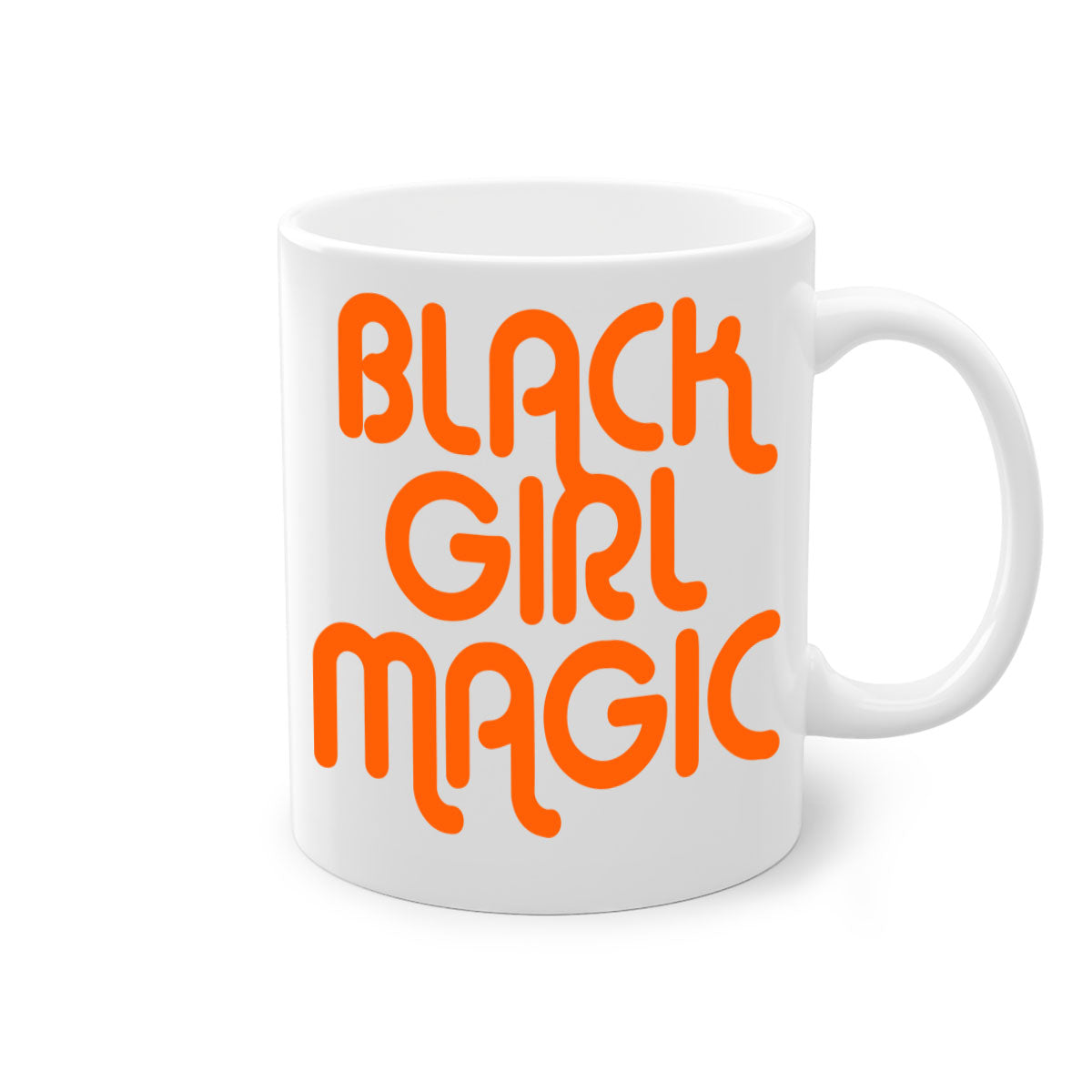 Black Girl Magic Mug with colorful handle and interior, showcasing a glossy finish and empowering design.