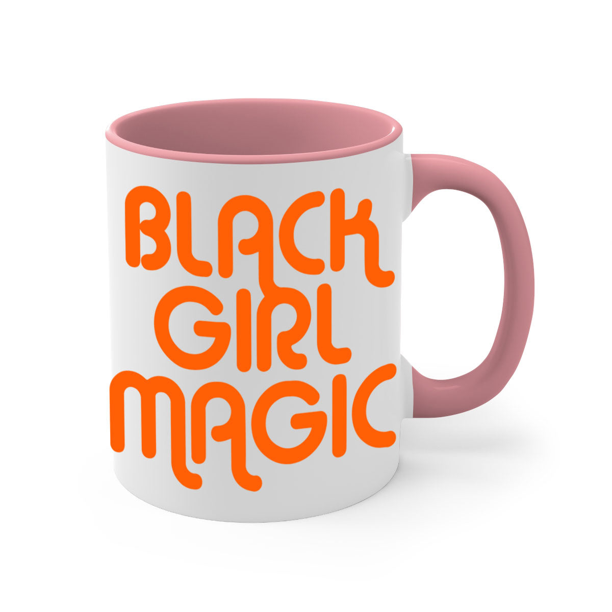 Black Girl Magic Mug with colorful handle and interior, showcasing a glossy finish and empowering design.