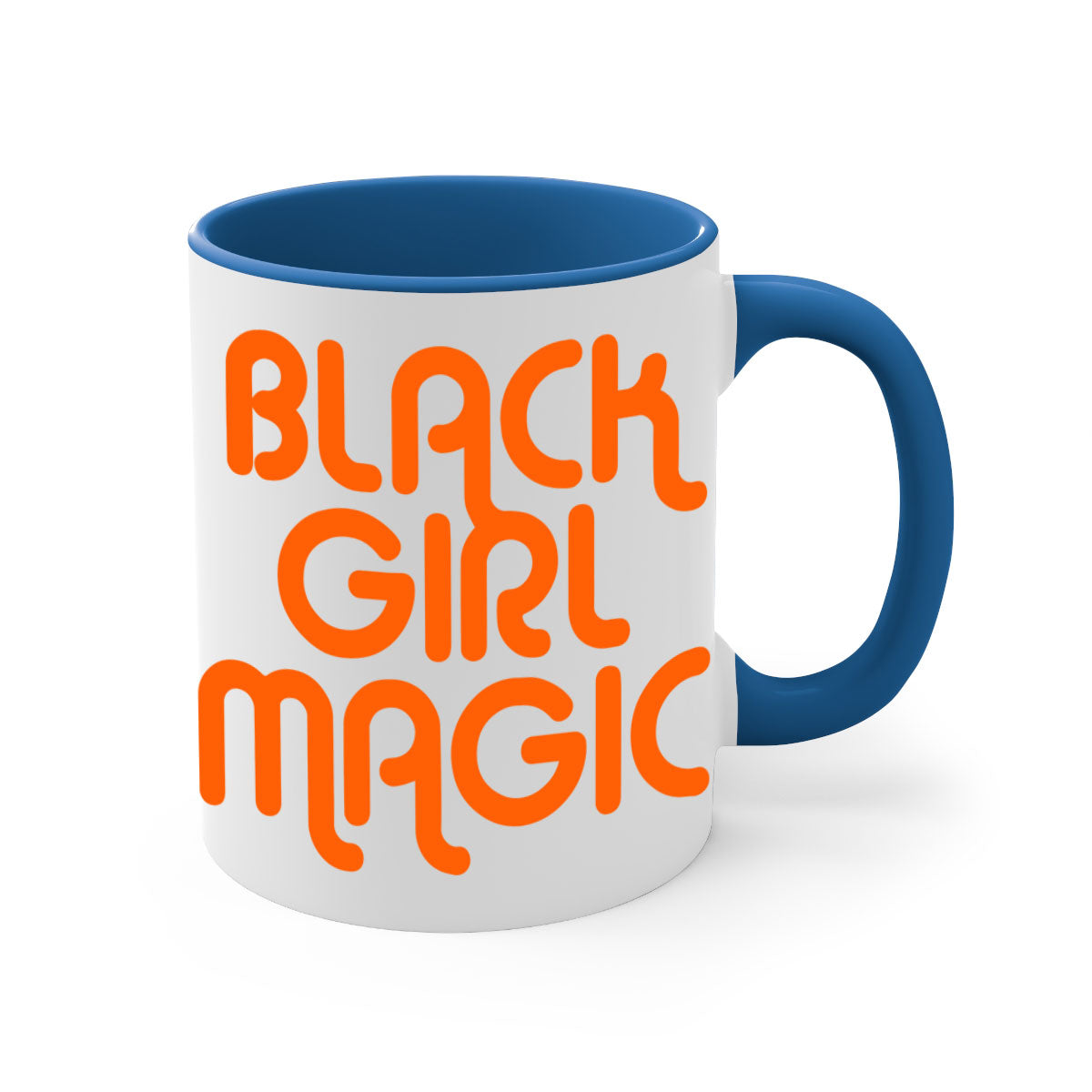 Black Girl Magic Mug with colorful handle and interior, showcasing a glossy finish and empowering design.