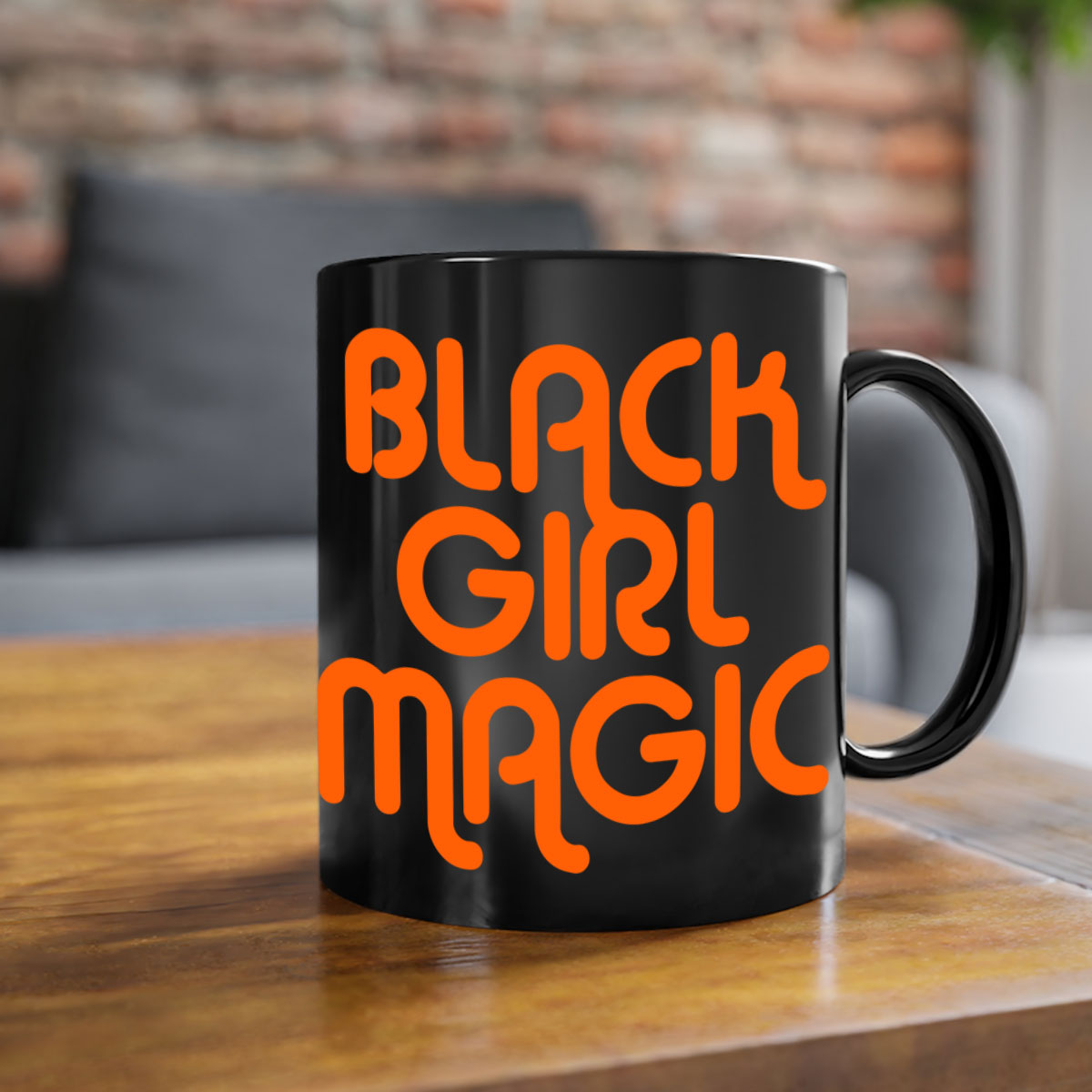 Black Girl Magic Mug with colorful handle and interior, showcasing a glossy finish and empowering design.