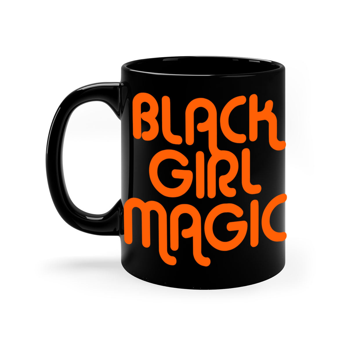 Black Girl Magic Mug with colorful handle and interior, showcasing a glossy finish and empowering design.